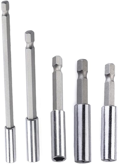Set van 5 Magnetische Bitverlengingen voor Accuschroevendraaiers - 1/4 Inch, 50/60/75/100/150 mm, Perfect voor Precisiewerk en Klussen