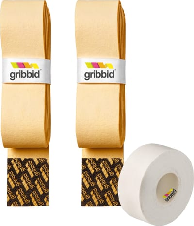 Gribbid Progrip - Hockeystick Grip - Zeemgrip - The Original Dutch Chamois - 2Pack Geel & Softtape Wit