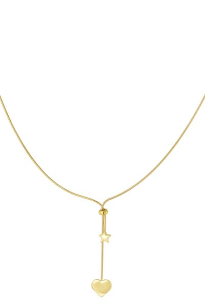 Twinkling Heart ketting goudkleurig - Hart hanger met glitters - Roestvrij staal - Waterbestendig - 40 cm