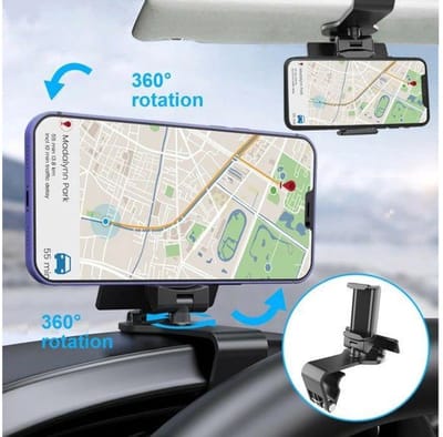 Telefoonhouder 360° Rotatie Dashboard & Zonneklep Telefoon Houder voor Auto - Autohouder Mount Stand Geschikt voor 4.7 tot 7.2 inch Smartphones Universeel
