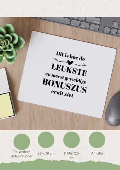 Akyol - dit is hoe de leukste en meest geweldige bonuszus eruit ziet Muismat - Zus - meest leukste bonuszus - verjaardag - cadeautje voor zus - zus artikelen - kado - geschenk - 23 bij 19 cm
