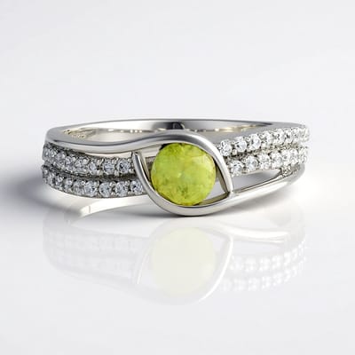 Cavill - 0,492 ct Sfeen ring - 925 Sterling zilver platina verguld - 34 briljante Zirkonia - Elegante ronde ring met Madagaskar edelsteen