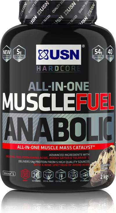 USN Muscle Fuel Anabolic (2000g) Cookies & Cream - Gewichtstoename - Zonder Creatine