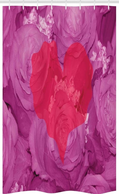 ABAKUHAUS Romantisch douchegordijn – 120x180 cm – fuchsie en koraal