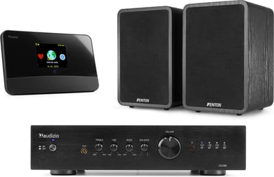 HiFi Stereo Set - Fenton set met tuner, versterker en 2 speakers - FM, DAB en internetradio - 200W
