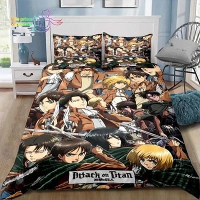 Anime Attack on Titan 3D Print Beddengoed Set Eenpersoons Twin Volledig Queen King Size Bed Set Volwassene Kind Slaapkamer Beddengoed Cadeau AU Single 140x210cm