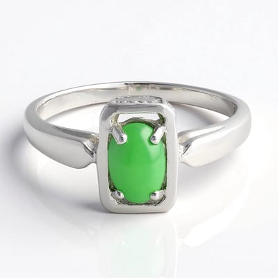 Cavill - Zilveren Ring - 925 Sterling Zilver - Keizerlijk Chrysopraas 0,51 ct - Ovale Cabochon - Elegante Ring met Groene Edelsteen