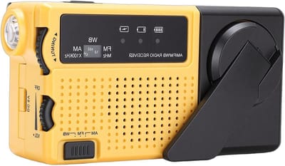 Noodweerradio - Oplaadbare Radio - Noodsituaties - Handzwengel en Zonnepaneel - 16 x 8 x 5 cm - Zwart