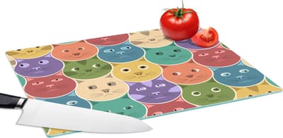 Glazen Snijplank - 39x28 - Katten - Regenboog - Kind - Design - Snijplanken Glas