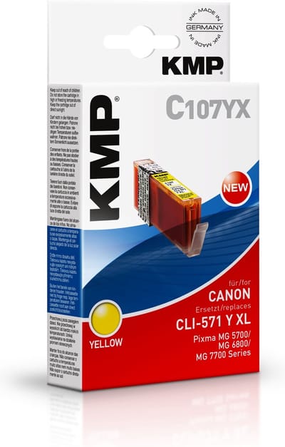 KMP Inkt vervangt Canon CLI-571Y XL Compatibel Geel C107YX 1569,0009