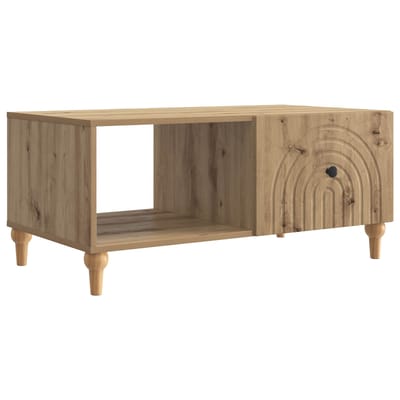 vidaXL - Salontafel - Artisanaal - eiken - 90 - x - 50 - x - 40 - cm - Bewerkt - hout