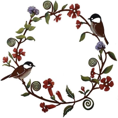 Crrynuo - 1 Stuk - Metaal Vogel Krans Decoratie - 30x30 Cm - Vintage Tuin Muurdecoratie - Voor Binnen En Buiten - Meerkleurig