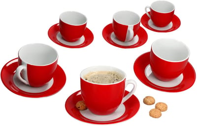 MamboCat MamboCat Set van 6 Variant koffiekoppen schotels ROOD