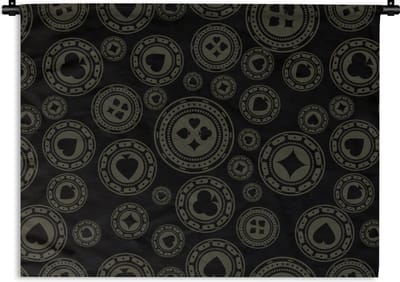 Wandkleed - Wanddoek - Casino - Poker - Chips - Patronen - 60x45 cm - Wandtapijt