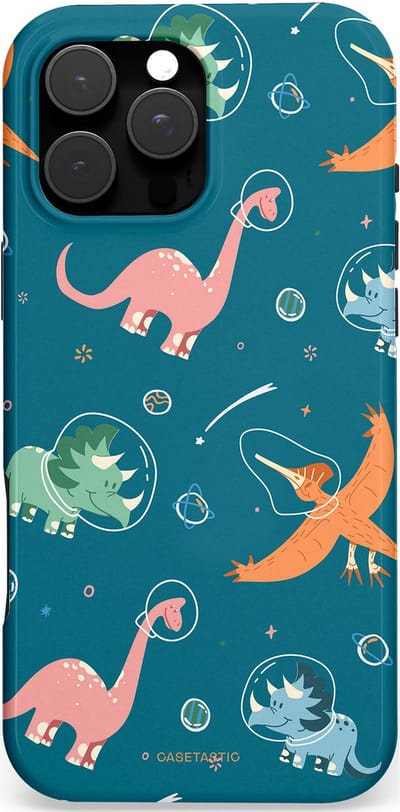 Casetastic hoesje geschikt voor Apple iPhone 16 Pro Max - MagSafe - Dubbellaagse bescherming - Ruimte raptors - Fashion Case - Petrol Perzik