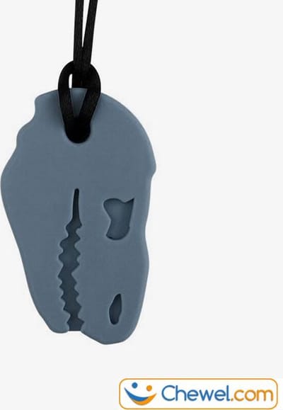 Stevige bijtketting kauwketting | Dinosaurus T-Rex Dino | Donkergrijs Extra Sterk | Chewel ®