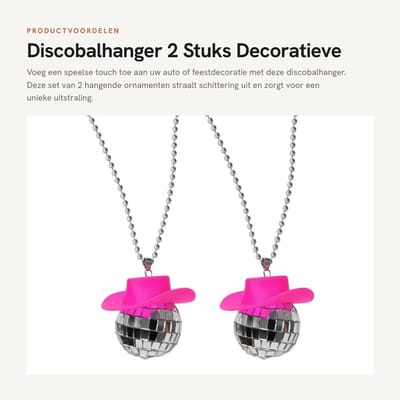 Dailygoods- Discobalhanger 2 Stuks - Spiegelende Cowboyhoed - Hangende Bal - Autoaccessoire - Verjaardagsfeestaccessoire - Uniek Ontwerp - Auto Ornament