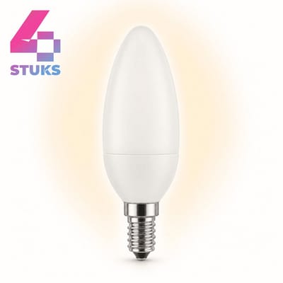 4x Kaarslamp Spaarlamp E14 - 11W - Daglicht (6400K) - 660 lm - 10 jaar - Niet Dimbaar