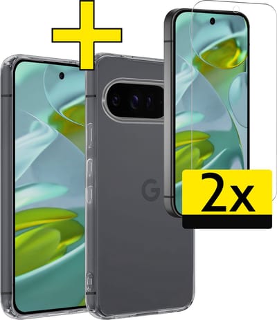 Hoesje - Met 2x Screenprotector - Geschikt voor Google Pixel 10 Pro - Sterk & Shockproof - Back Cover - Siliconen Case - Telefoon Hoes - Telefoonhoesjes - Transparant