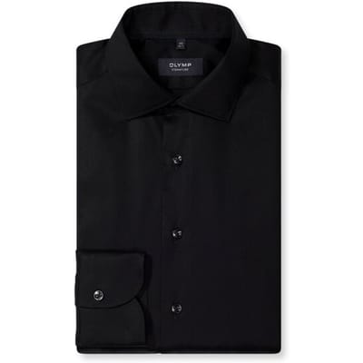 OLYMP Signature Overhemd, Tailored Fit, Signature Kent, Zwart