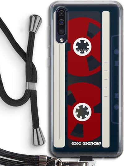Case Company® - Hoesje met koord geschikt voor Samsung Galaxy A50 hoesje met Koord - Here's your tape - Telefoonhoesje met Zwart Koord - Bescherming aan alle Kanten en Over de Schermrand
