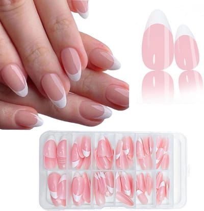 Korte Amandelvormige Nageltips - 120 Stuks, Full Cover, 12 Maten, Press-On Nails