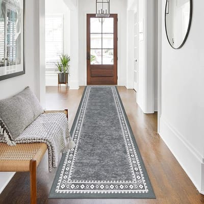 Long Rug Runner 26x94 Inch Non-Slip Hallway Runner - Washable Laundry Room Runners Rugs - Stain Resistant Kitchen Floor Mat - Carpet for Bathroom Entrance Bedroom Stairs trapmatten