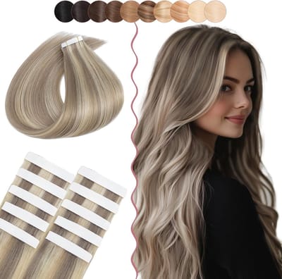 100% Menselijk Haar Tapes voor Haarverlengingen, 10 Strengen, Onzichtbaar, 12 Inch, Natuurlijk Uitziend, Kleur 18P613