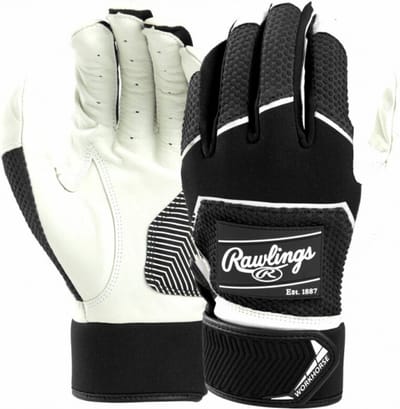 Rawlings - MLB - Honkbal - WH22BG - Slaghandschoentjes - Paar - Workhorse - Baseball Batting Gloves - Zwart - Volwassenen - Large