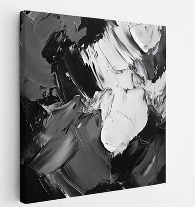 Saammp Canvas Schilderij - Zwart Grijs Vegen - Abstract - 20x20 - Foto op canvas - Wanddecoratie - Muurdecoratie Woonkamer - Slaapkamer decoratie - Canvas Print