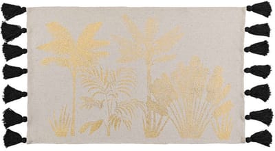 Orange85 Decoratief Vloerkleed - 60 x 90 cm - Grijs - Gouden Opdruk - Zwarte Franjes