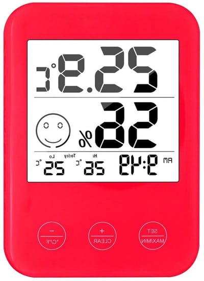 Draadloos Weerstation - Temperatuur Vochtigheid Monitor - Weersvoorspelling Thuis - Groot LCD Scherm - 0.1 C 1% RH - Rood