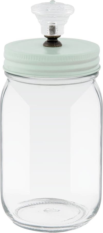 Clayre & Eef Voorraadpot 350 ml Transparant Ijzer Glas Rond Voorraadbus