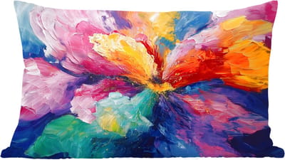 Sierkussens - Kussentjes Woonkamer - 60x40 cm - Bloemexplosie - Veelkleurig - Bewegend