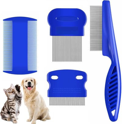 Effectieve Vlooienkam Set voor Katten en Honden - Fijne Kam voor Vlooien, Luizen en Tear Stains - Dierenverzorging voor Kleine, Middelgrote en Grote Huisdieren