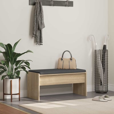 vidaXL - Hallenbank - met - kussen - Sonoma - Eik - 83 - x - 38 - x - 40 - cm