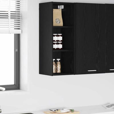 vidaXL - Hangkast - Zwart - Eiken - 30 - x - 29,5 - x - 80 - cm - Bewerkt - hout
