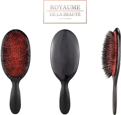 Bristle & Nylon Brush | Haarborstel | Anti Klit | Varkenshaar | Zwijnenhaar | Massage borstel | Boar Bristle Brush | Zwart