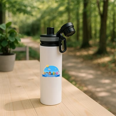 Hacebo® - Curacao waterfles met draaidop grijs - Wereld - Vakantie - Antillen - water fles - 850ML