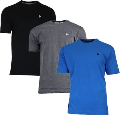 3-Pack Donnay - T-shirt (Vince) - Sportshirt - Heren - Black/Charcoal-marl/Active-blue (417) - maat S