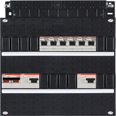ABB Hafonorm installatiekast – 1 fase – 6 groepen – 2 aardlekschakelaars – hoofdschakelaar