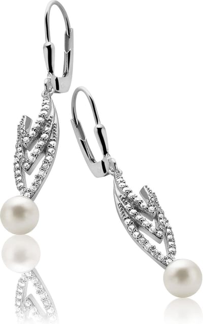 Orphelia Oorhanger Sweetwaterpearl Zirconium Sterling Zilver 925