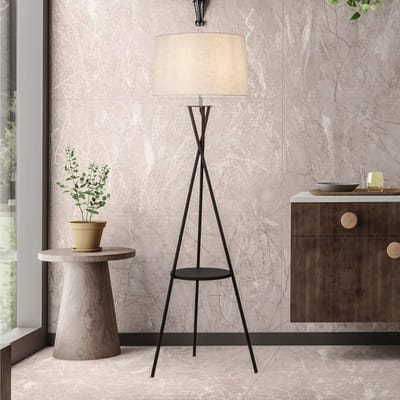 Staande lamp Vloerlamp "Tora" met geïntegreerd tafeltje Diameter 51cm Hoogte 158 cm Metaal