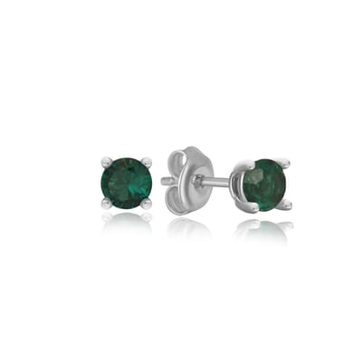 Geboortesteen Mei Smagard Oorknop Zilver (925 Sterling Zilvergehalte) Trendy Minimalistisch Zilver Oorknop Meisje | Cadeau Voor Vrouw