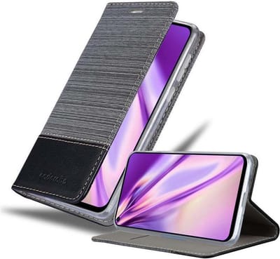 Cadorabo Hoesje geschikt voor Huawei Y5 2019 / Enjoy Play 8 / Honor 8S in GRIJS ZWART - Beschermhoes met magnetische sluiting, standfunctie en kaartvakje Book Case Cover Etui