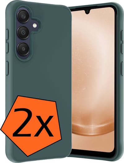 Hoes - 2 Stuks - Geschikt voor Samsung Galaxy A25 - Sterk & Shockproof - Case Siliconen - Back Cover - Telefoon Hoes - Donkergroen