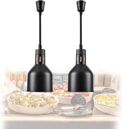 Voedselwarmers - Warmtelampen Buffet - Warm Houden - Uitschuifbare Hoogte - 2 stuks - Zwart