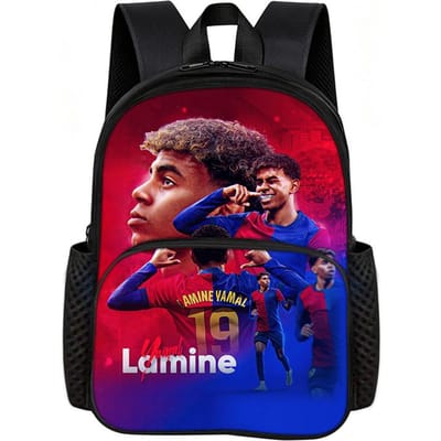 Leer, Reizen Schooltassen L-Lamin Yamal met Voorvak Rugzak Voetbalster Boekentas Beste Cadeau Voetbal Sport Rugzak black