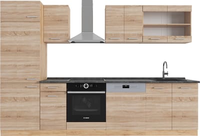 Vicco R-Line Complete keukeneenheid – 300 cm, WB Antraciet Sonoma/Goudkraft eik