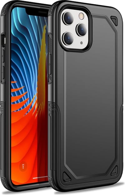 Peachy Pro Armor kunststof en schokabsorberend TPU hoesje geschikt voor iPhone 12 mini - zwart